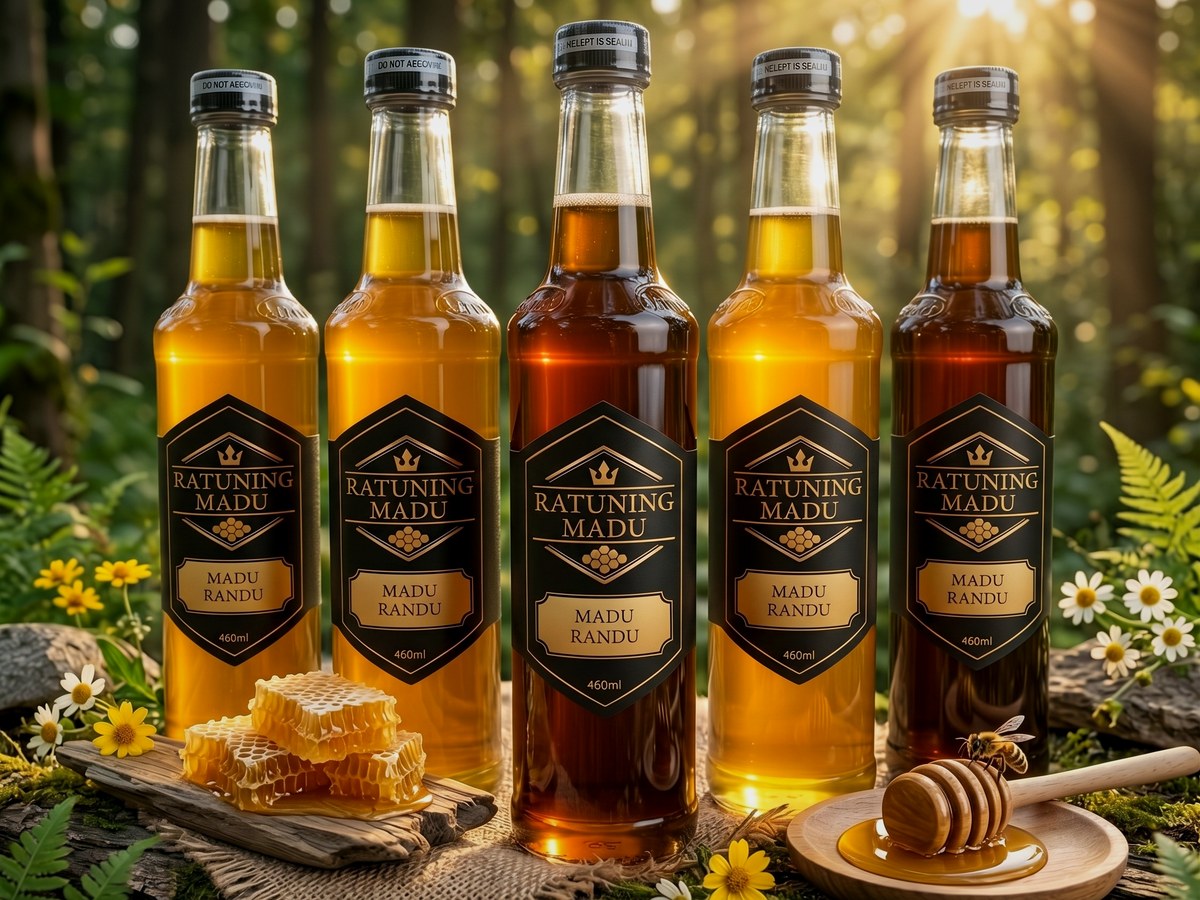 Barisan botol Madu Randu RATUNING MADU